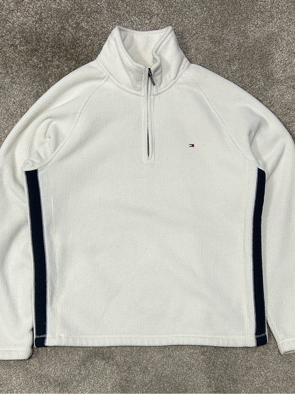 Vintage Tommy Hilfiger Cream Navy Quarter Zip Sweater